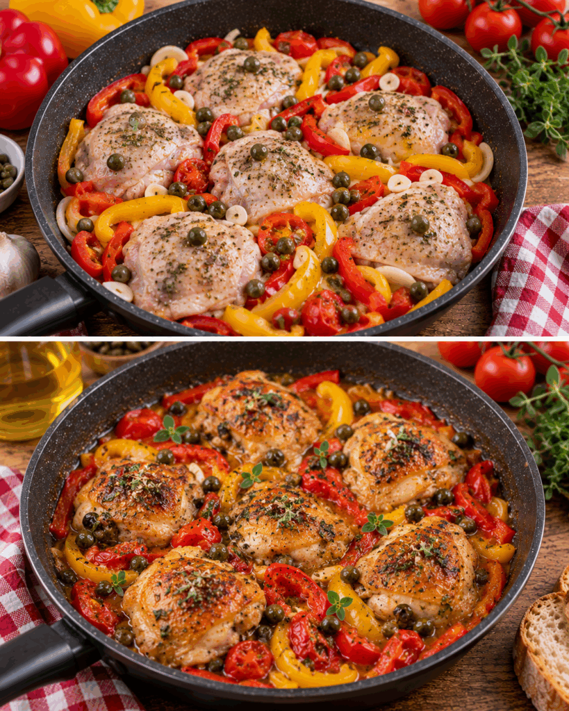 Pollo in Tegame con Peperoni, Capperi e Origano – Calabria