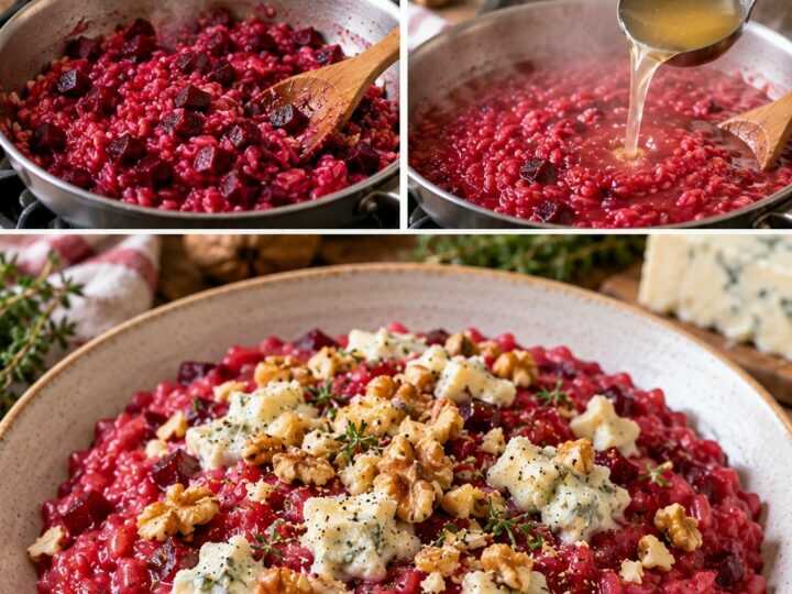 Risotto alla Barbabietola con Gorgonzola Dolce, Noci e Timo