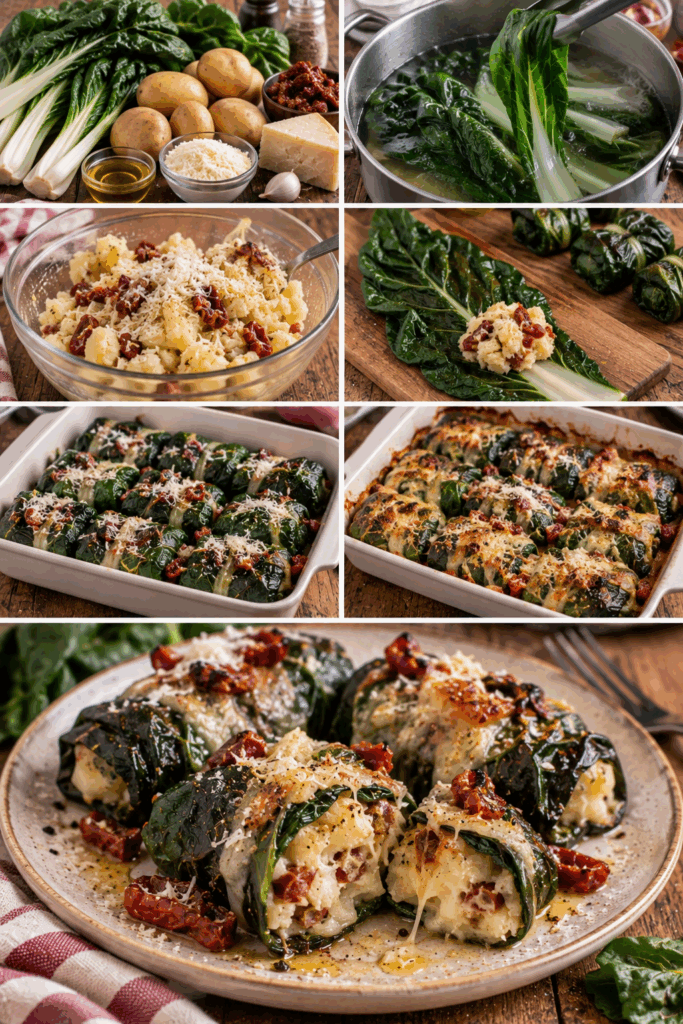 Involtini di Bietole con Patate, Pecorino e Pomodori Secchi – Lazio