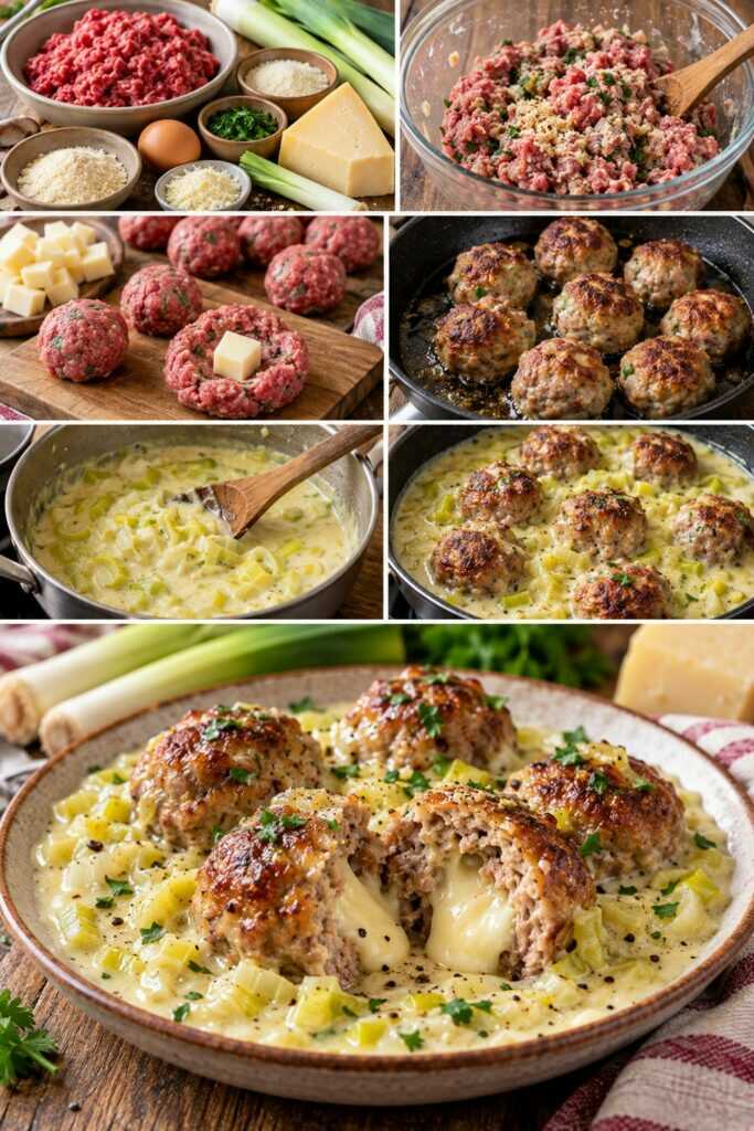 Polpette di Manzo al Cuore di Asiago con Crema di Porri – Veneto