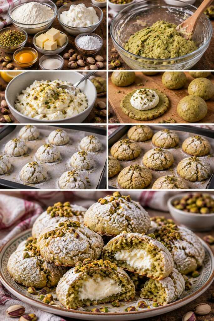 Biscotti al Pistacchio con Cuore Morbido di Ricotta – Sicilia