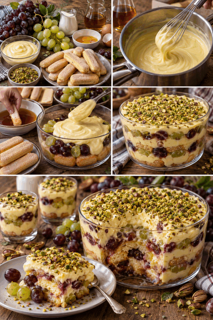 Zuppa Inglese all’Uva con Crema al Marsala e Pistacchi – Sicilia