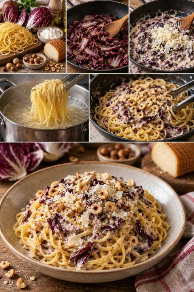 Tagliolini con Radicchio, Ricotta Affumicata e Nocciole – Veneto