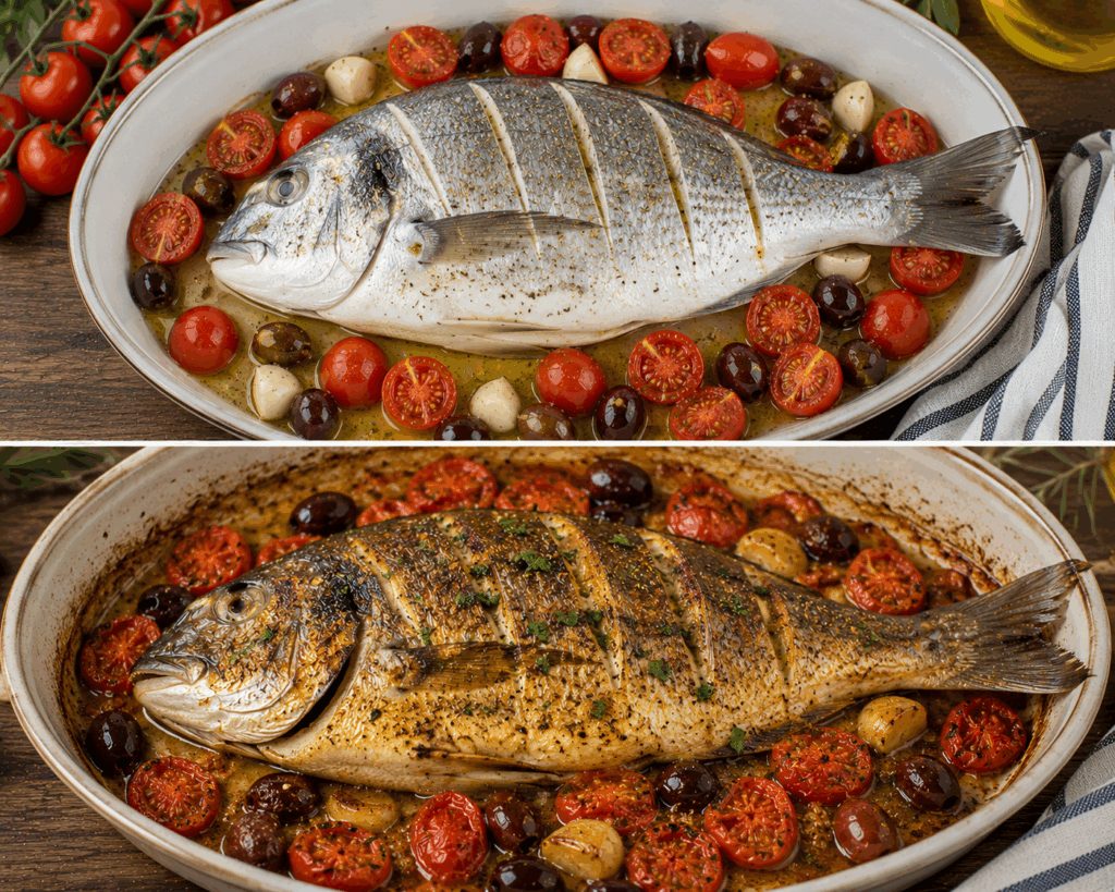 Orata alla Vernaccia con Olive e Pomodorini – Sardegna
