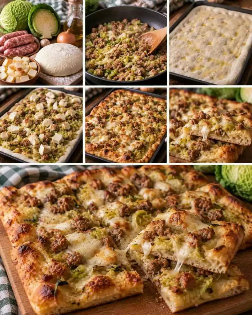 Pizza Bianca con Verza, Scamorza Affumicata e Salsiccia – Lombardia