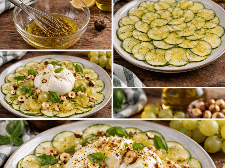 Carpaccio di Zucchine con Burrata, Uva Bianca e Nocciole – Piemonte