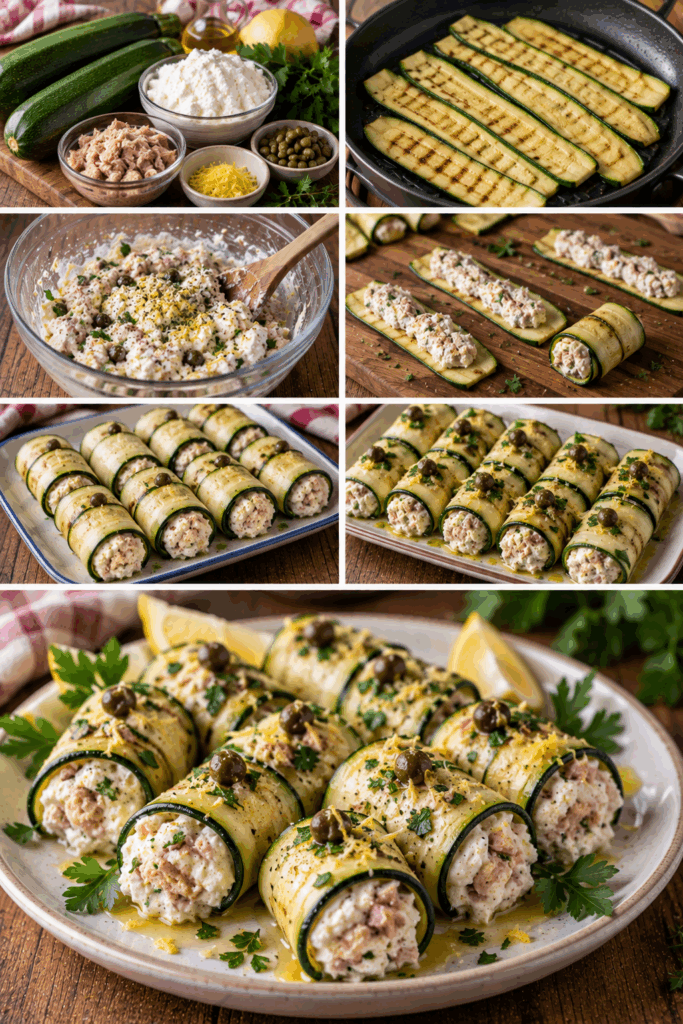Cannoli Freddi di Zucchine con Ricotta, Tonno e Capperi – Sicilia