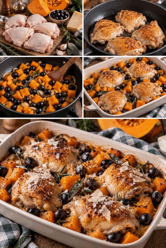 Sovracosce di Pollo con Zucca, Olive Nere e Pecorino – Toscana