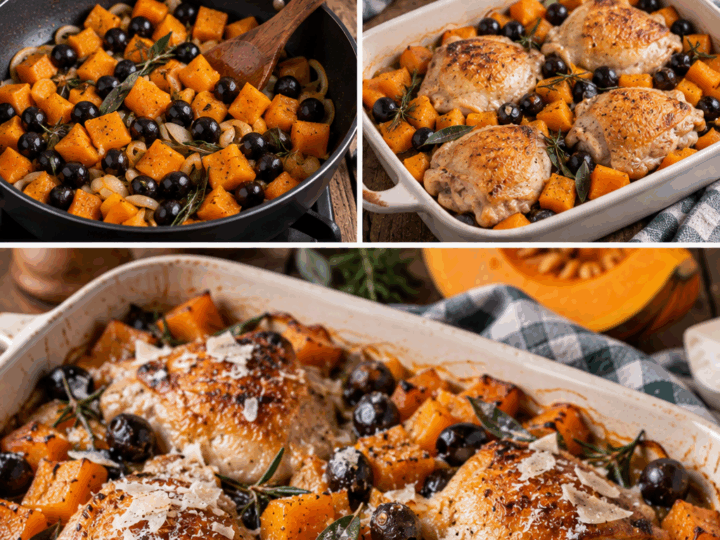 Sovracosce di Pollo con Zucca, Olive Nere e Pecorino – Toscana