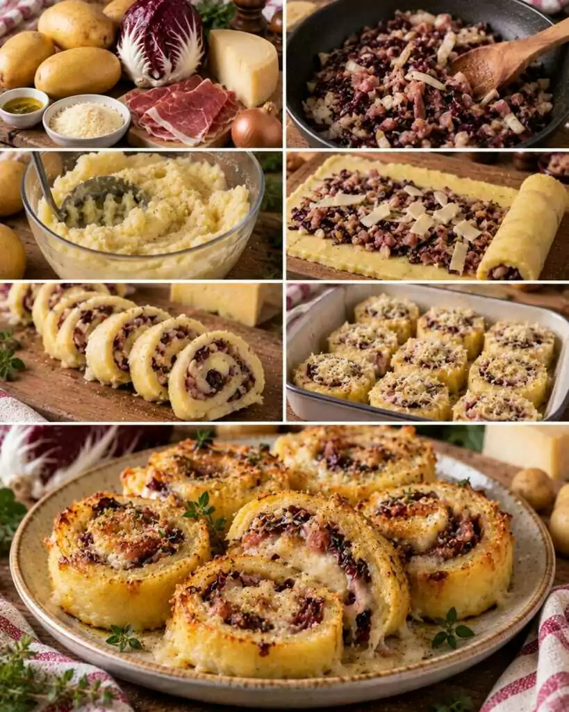 Girelle Salate di Patate con Radicchio, Asiago e Speck – Veneto