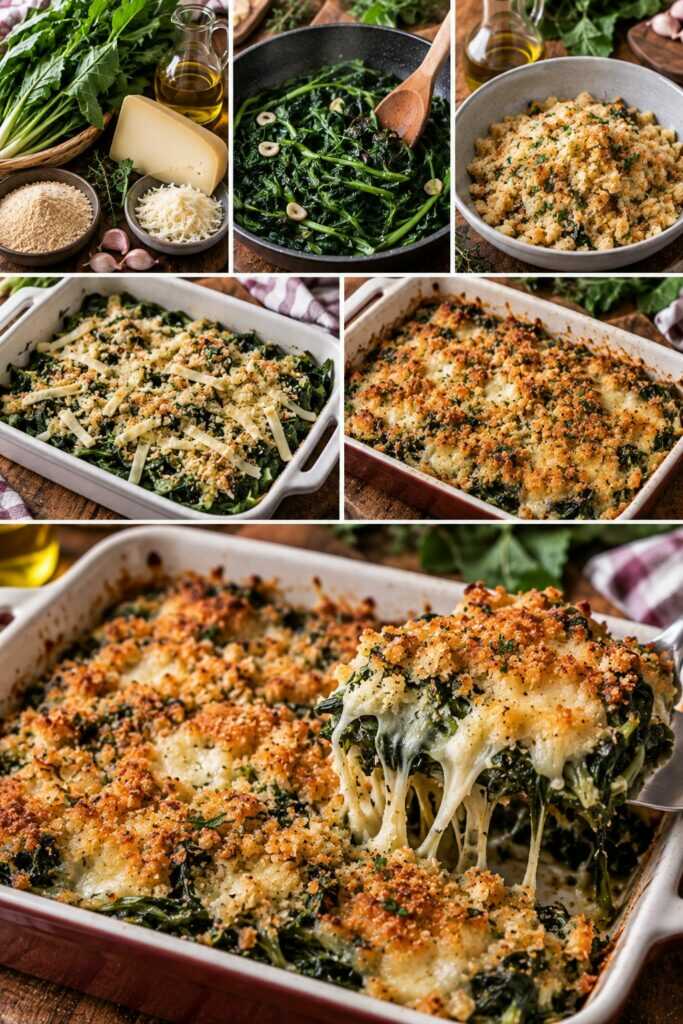 Cicoria Gratinata con Caciocavallo e Mollica Aromatica