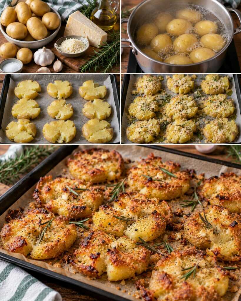 Patate Schiacciate al Forno con Pecorino, Aglio e Rosmarino – Lazio