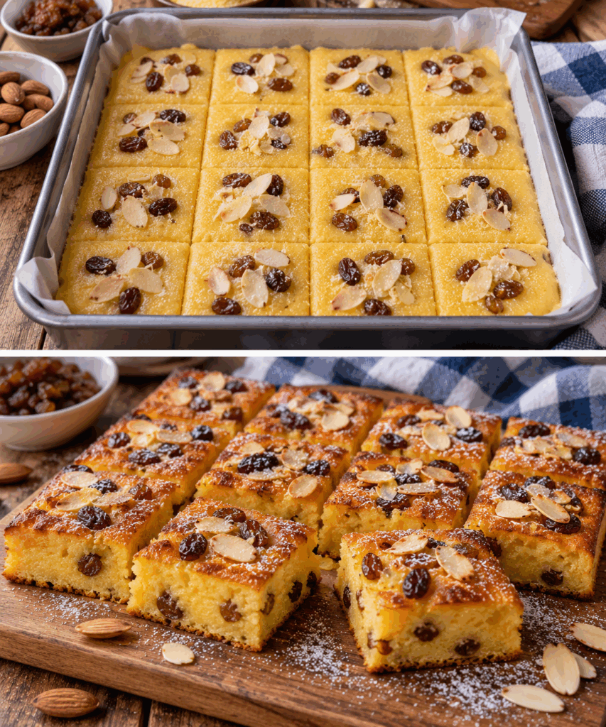 Quadrotti di Polenta Dolce con Uvetta e Mandorle – Veneto