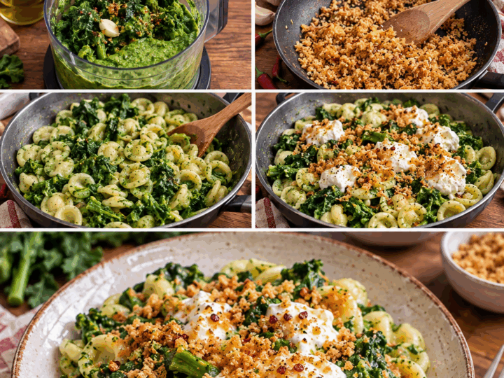 Orecchiette con Crema di Cime di Rapa, Burrata e Pangrattato Croccante – Puglia