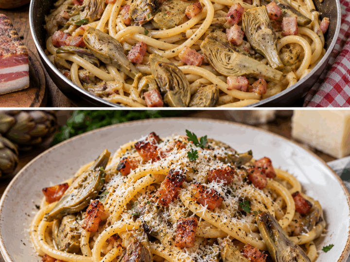 Bucatini con Carciofi, Guanciale Croccante e Pecorino – Lazio