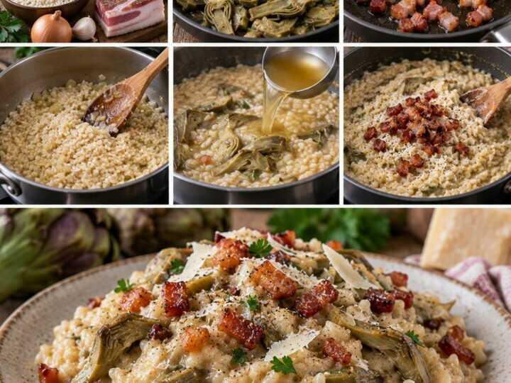Risotto ai Carciofi con Pecorino Romano e Guanciale Croccante – Lazio