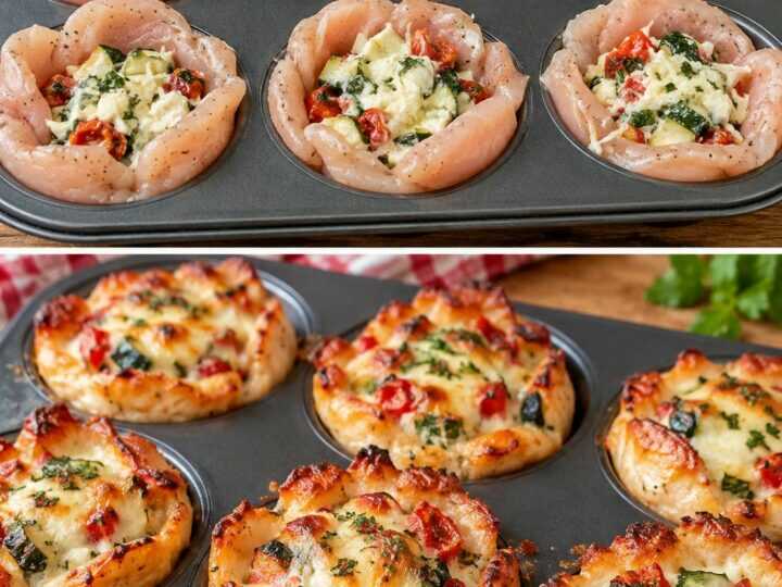Cestini di Pollo al Forno Ripieni in Stampo da Muffin