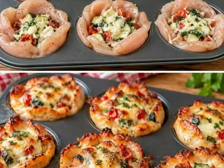 Cestini di Pollo al Forno Ripieni in Stampo da Muffin