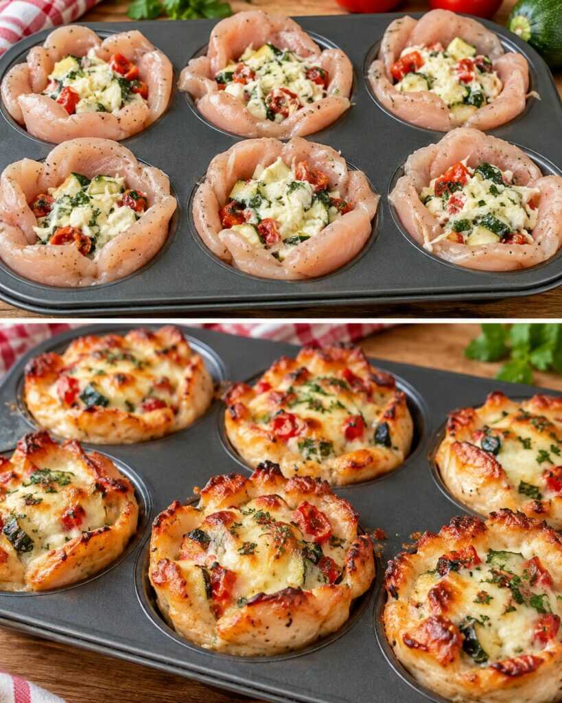 Cestini di Pollo al Forno Ripieni in Stampo da Muffin