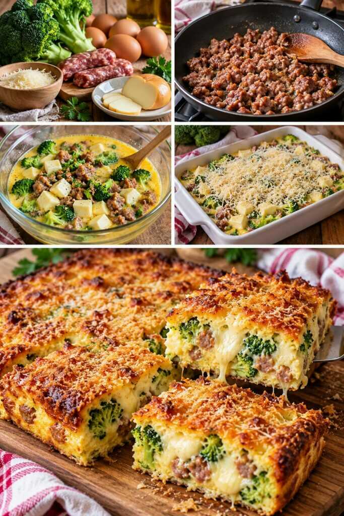 Sformato di Uova e Salsiccia con Broccoli, Scamorza e Crosta di Parmigiano