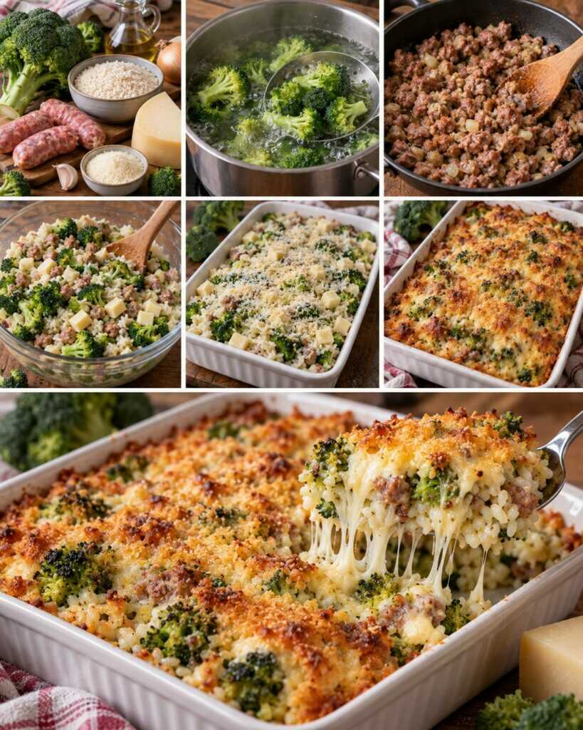 Riso al Forno con Broccoli, Salsiccia e Caciocavallo Filante – Calabria