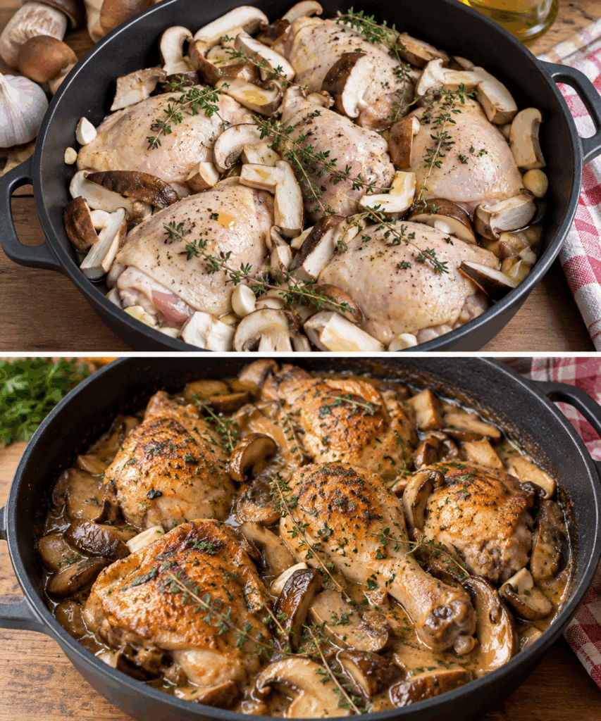 Pollo in Tegame con Funghi Porcini e Timo – Piemonte