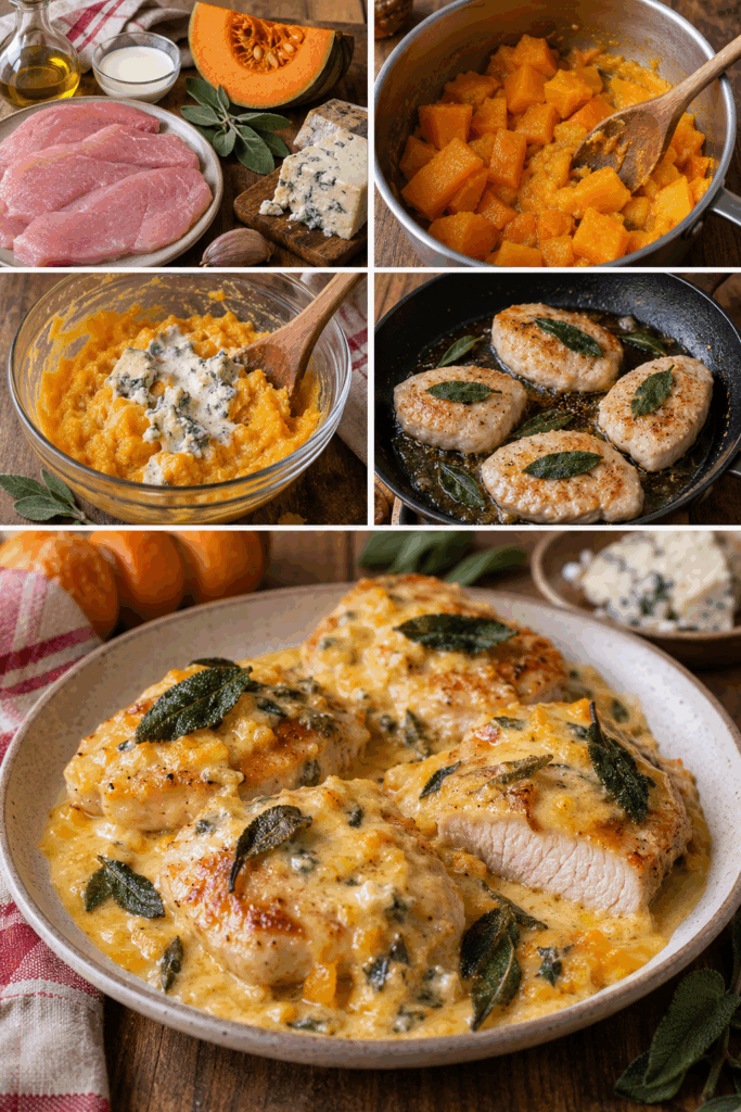 Medaglioni di Tacchino con Crema di Zucca, Gorgonzola e Salvia – Piemonte