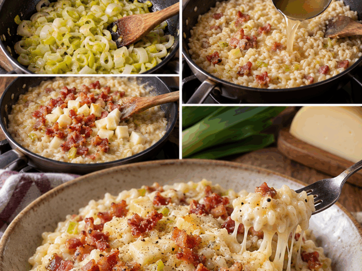 Risotto alla Crema di Porri, Pancetta e Provolone – Lombardia
