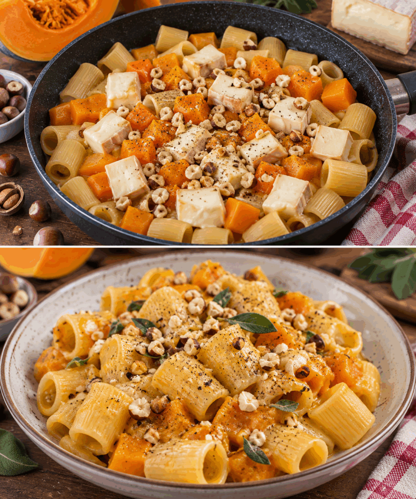 Mezze Maniche con Zucca, Taleggio e Nocciole – Lombardia