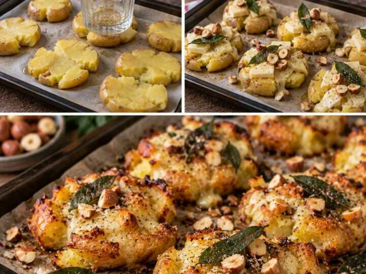 Patate al Forno Schiacciate con Scamorza, Salvia e Nocciole – Lombardia