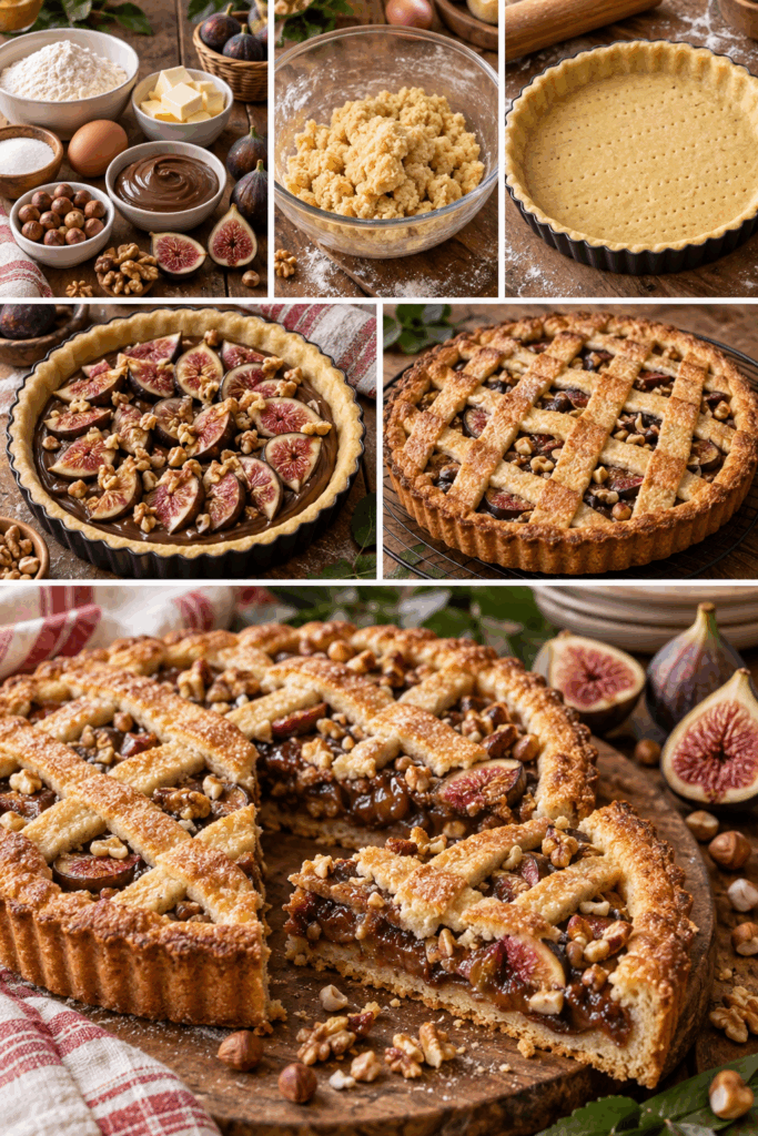 Crostata Croccante con Fichi, Crema di Nocciole e Noci – Piemonte