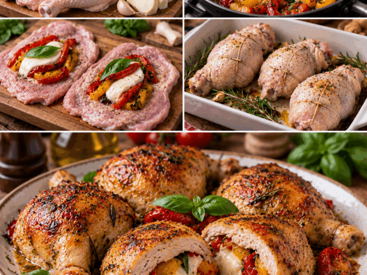 Cosce di Pollo Ripiene di Provola, Peperoni Arrostiti e Basilico – Campania