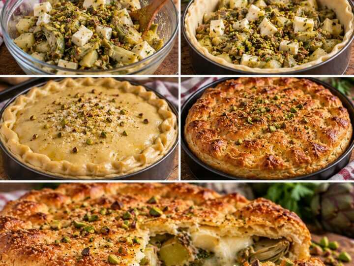 Torta Rustica di Carciofi con Patate, Caciocavallo e Pistacchi
