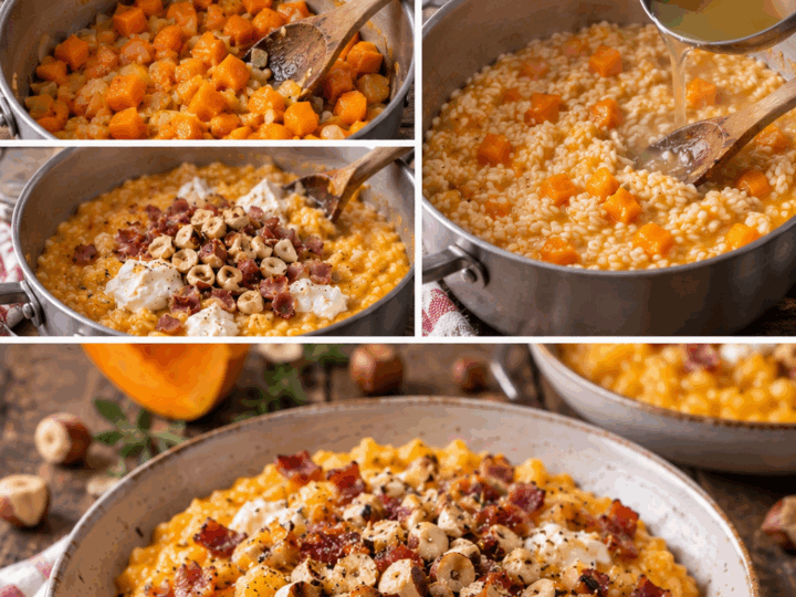 Risotto alla Zucca con Pancetta, Robiola e Nocciole – Piemonte