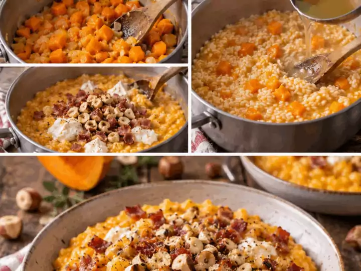 Risotto alla Zucca con Pancetta, Robiola e Nocciole – Piemonte
