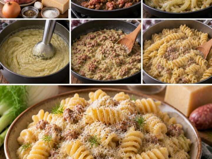 Fusilloni con Crema di Finocchi, Salsiccia e Parmigiano – Emilia-Romagna