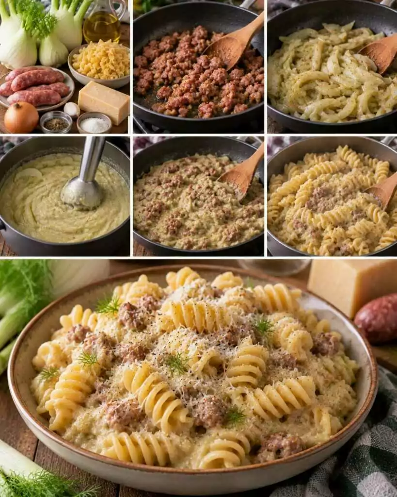 Fusilloni con Crema di Finocchi, Salsiccia e Parmigiano – Emilia-Romagna