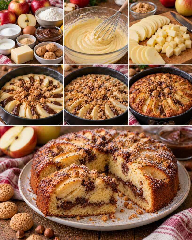 Torta Soffice alle Mele con Crema di Nocciole e Amaretti – Lombardia