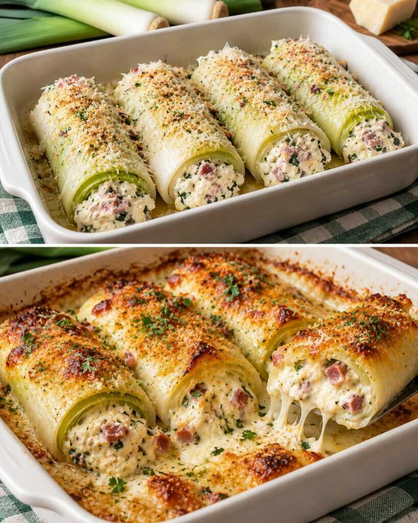 Porri Ripieni al Forno con Cuore Cremoso