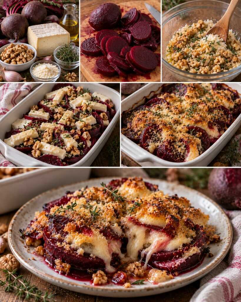 Barbabietole Gratinate con Taleggio, Noci e Timo – Piemonte