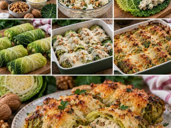 Rotolini di Verza al Forno con Ricotta, Scamorza e Noci – Lombardia