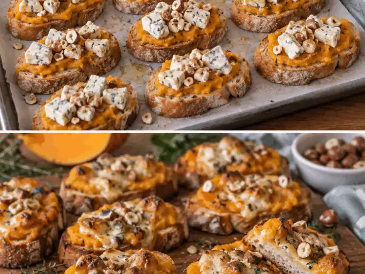 Crostini Rustici con Crema di Zucca, Gorgonzola e Nocciole – Lombardia