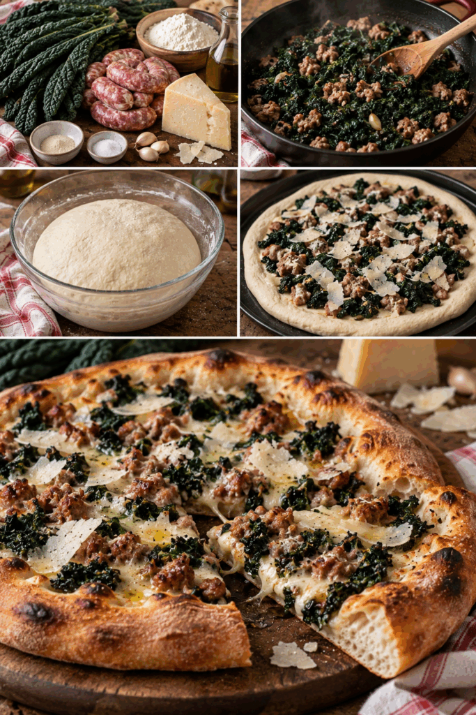 Pizza con Cavolo Nero, Pecorino Toscano e Salsiccia – Toscana
