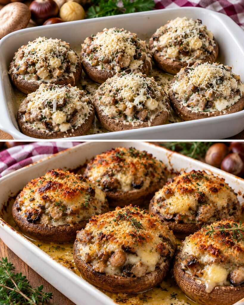 Funghi Ripieni di Castagne e Formaggio