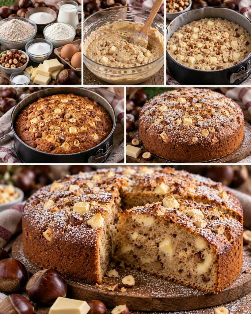 Torta Soffice alle Castagne, Cioccolato Bianco e Nocciole – Piemonte