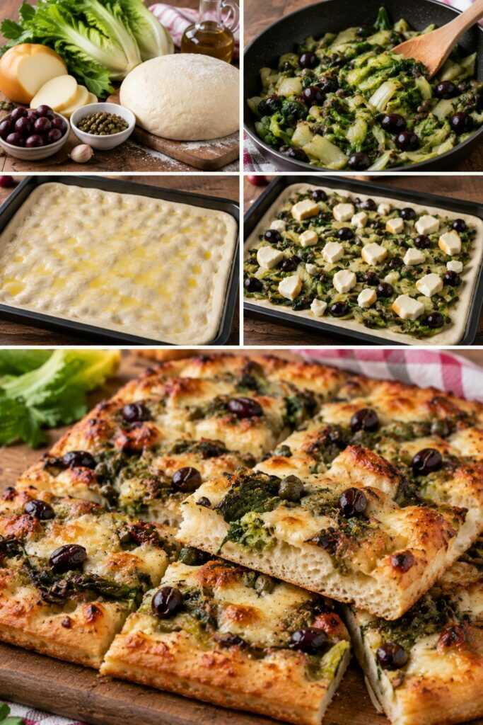 Pizza Bianca con Scarola, Provola Affumicata, Olive e Capperi – Campania