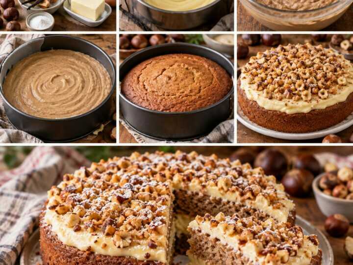 Torta di Castagne con Crema alla Vaniglia e Nocciole Croccanti – Toscana