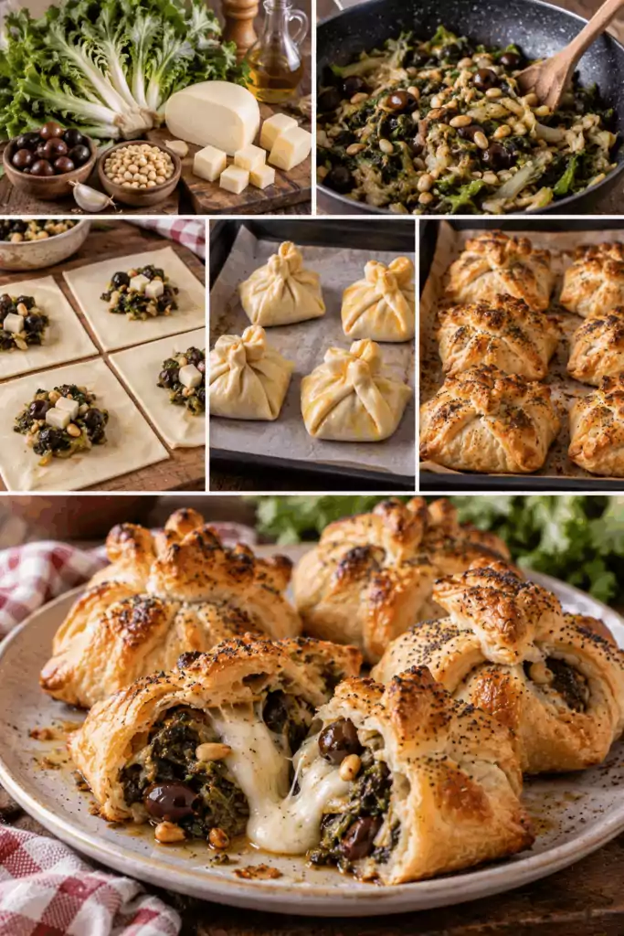 Fagottini di Scarola con Provola, Olive e Pinoli – Campania