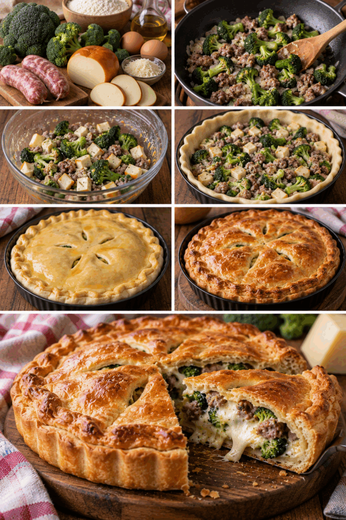 Crostata Salata con Broccoli, Provola Affumicata e Salsiccia – Campania