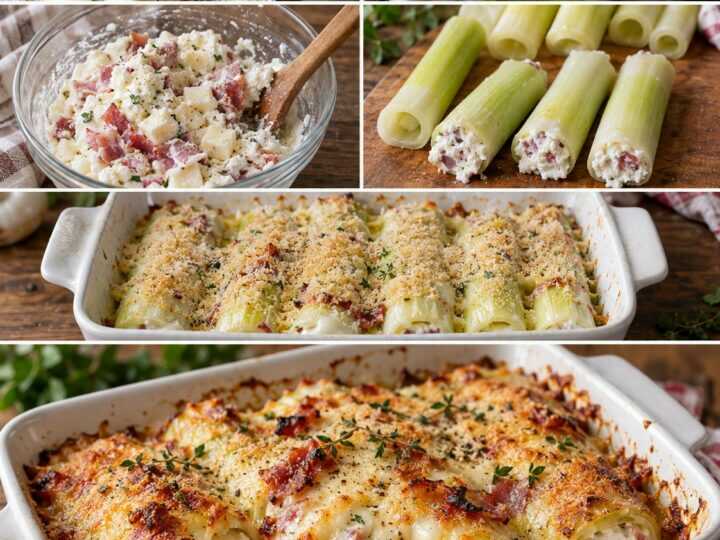 Porri Ripieni di Ricotta, Speck e Provola al Forno